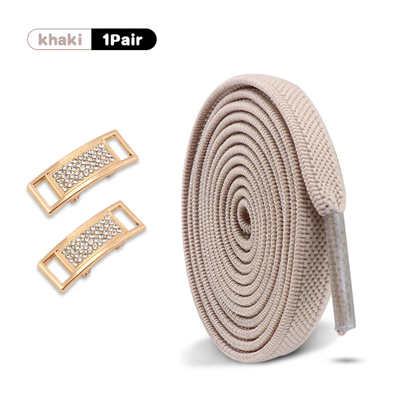 Elastische Schnürsenkel Ohne Binden mit Diamantverschluss – 0,8 cm Flache Sneaker Schnürsenkel für Kinder und Erwachsene (1 Paar)
