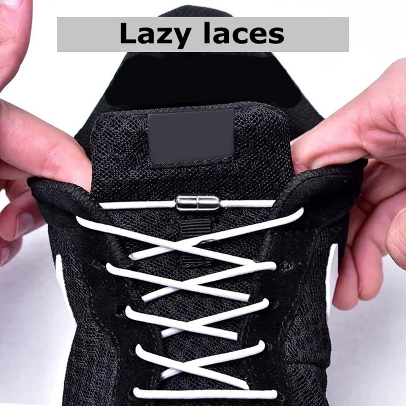 1 Paar Runde Elastische Schnürsenkel Ohne Binden – Sneaker Schnürsenkel mit Verschluss Einheitsgröße für Kinder und Erwachsene