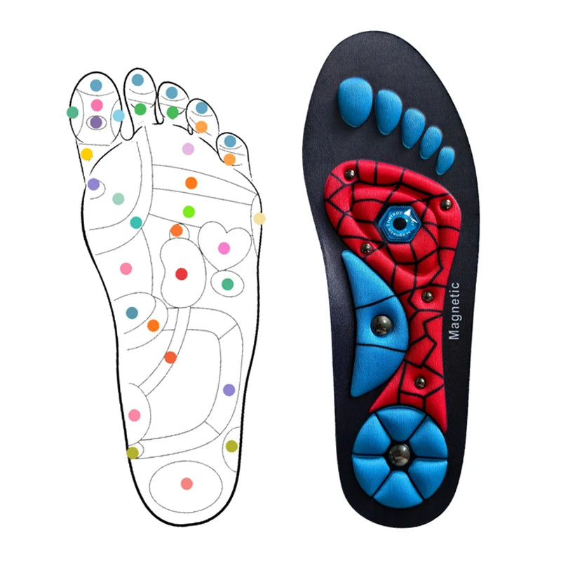 Plantar Akupressur Massage Einlegesohlen – Magnet Therapie mit Fußgewölbe Unterstützung