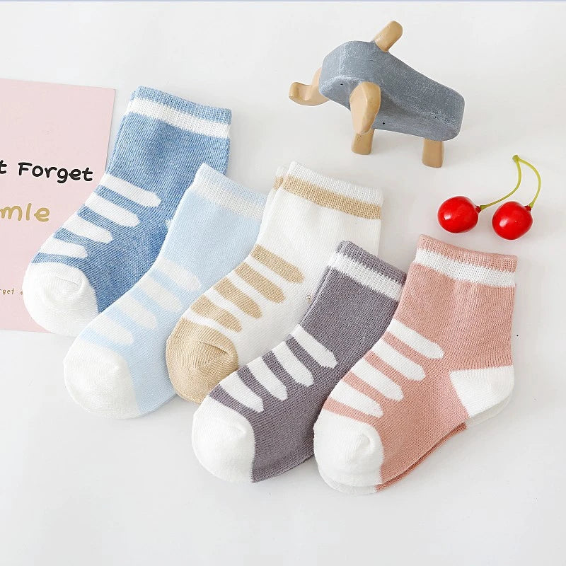 5 Paar Baby Baumwollsocken für Jungen & Mädchen (0–7 Jahre) – Weiche Farbtreue Tiermuster Neugeborenen & Kinder Socken