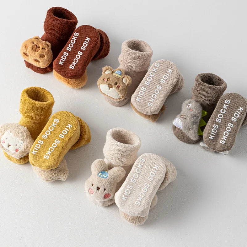 Baby Winter Bodensocken für Jungen & Mädchen (0–3 Jahre) – Baumwolle Rutschfeste Warme Dicke Cartoon Kleinkinder Socken