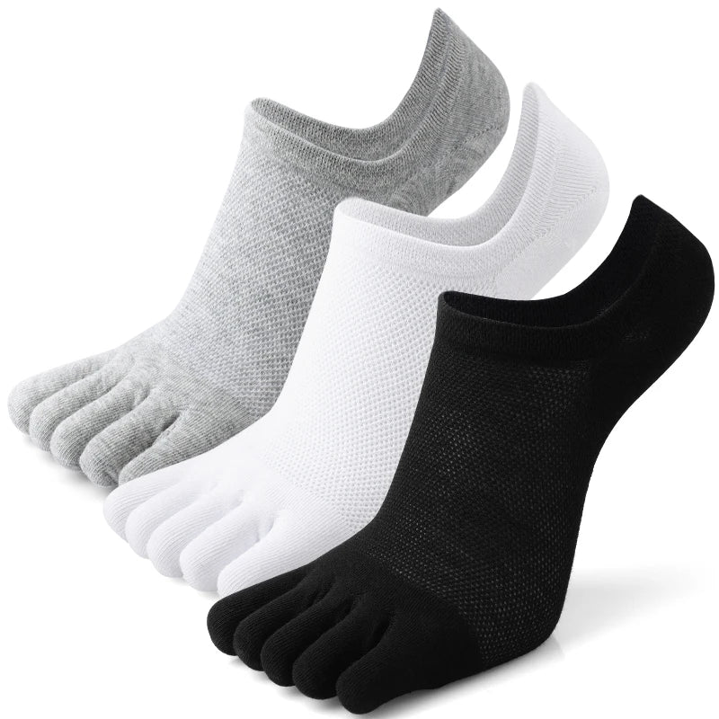 Herren 3 Paar Fünf-Zehen Sportsocken – Weiche Atmungsaktive Separate Zehen Low-Cut Sommerschuhe Socken