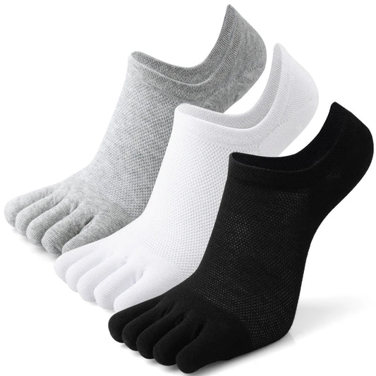 Herren 3 Paar Fünf-Zehen Sportsocken – Weiche Atmungsaktive Separate Zehen Low-Cut Sommerschuhe Socken