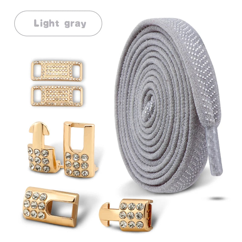 Goldene Diamant Schnürsenkel Ohne Binden – Elastische Flache Sneaker Schnürsenkel für Sportschuhe