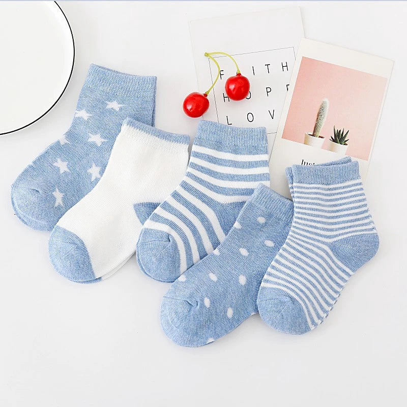 5 Paar Baby Baumwollsocken für Jungen & Mädchen (0–7 Jahre) – Weiche Farbtreue Tiermuster Neugeborenen & Kinder Socken
