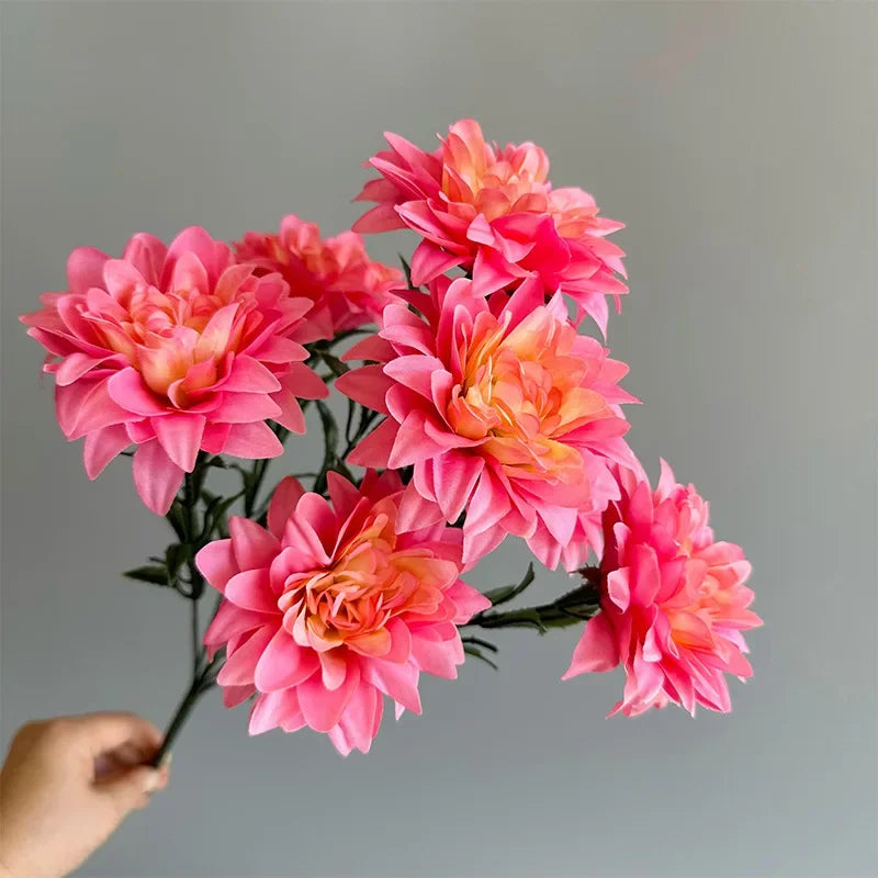 Künstlicher Dahlienstrauß mit 7 Blüten – Dekorative Kunstblumen