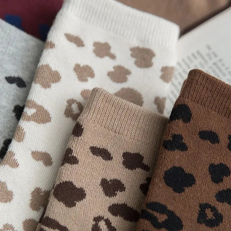 Damen Socken mit Leopardenmuster 1 Paar – Baumwollsocken im trendigen Animal-Look