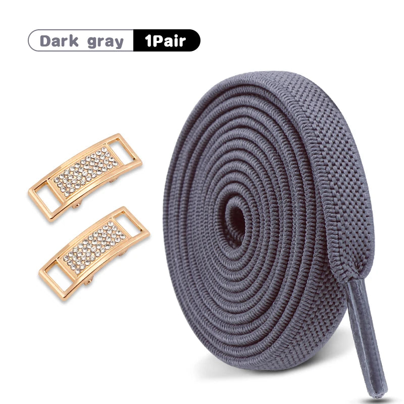 Elastische Schnürsenkel Ohne Binden mit Diamantverschluss – 0,8 cm Flache Sneaker Schnürsenkel für Kinder und Erwachsene (1 Paar)
