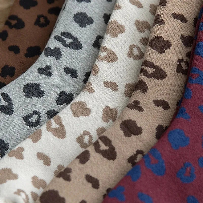 Damen Socken mit Leopardenmuster 1 Paar – Baumwollsocken im trendigen Animal-Look