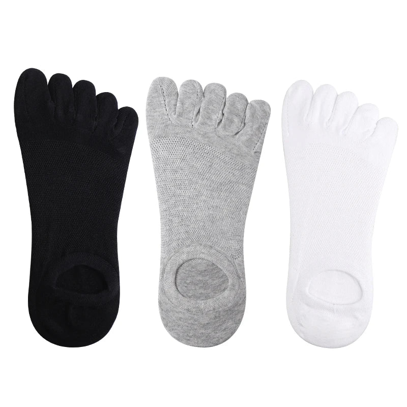 Herren 3 Paar Fünf-Zehen Sportsocken – Weiche Atmungsaktive Separate Zehen Low-Cut Sommerschuhe Socken
