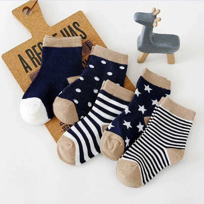 5 Paar Baby Baumwollsocken für Jungen & Mädchen (0–7 Jahre) – Weiche Farbtreue Tiermuster Neugeborenen & Kinder Socken
