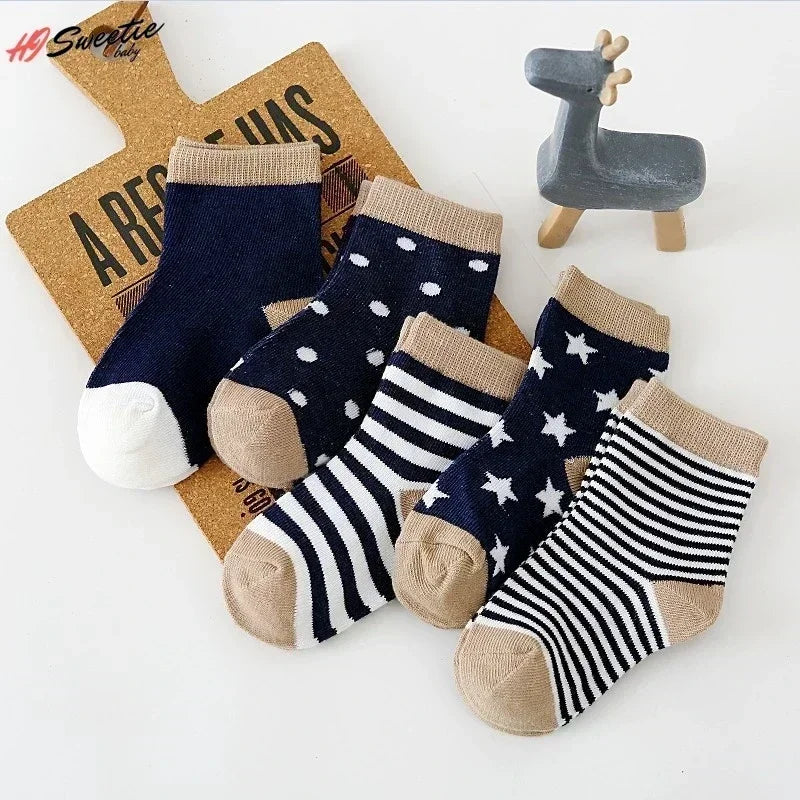 5 Paar Baby Baumwollsocken für Jungen & Mädchen (0–7 Jahre) – Weiche Farbtreue Tiermuster Neugeborenen & Kinder Socken