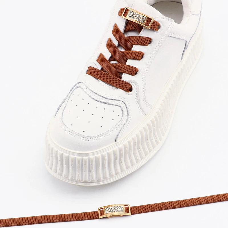 Elastische Schnürsenkel Ohne Binden mit Diamantverschluss – 0,8 cm Flache Sneaker Schnürsenkel für Kinder und Erwachsene (1 Paar)