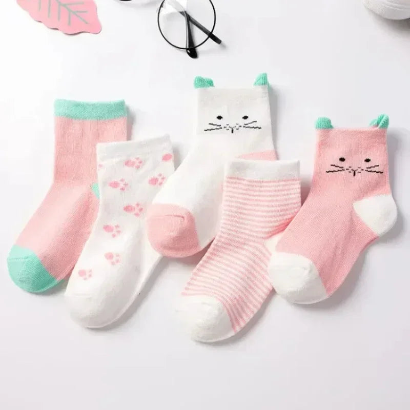 5 Paar Baby Baumwollsocken für Jungen & Mädchen (0–7 Jahre) – Weiche Farbtreue Tiermuster Neugeborenen & Kinder Socken