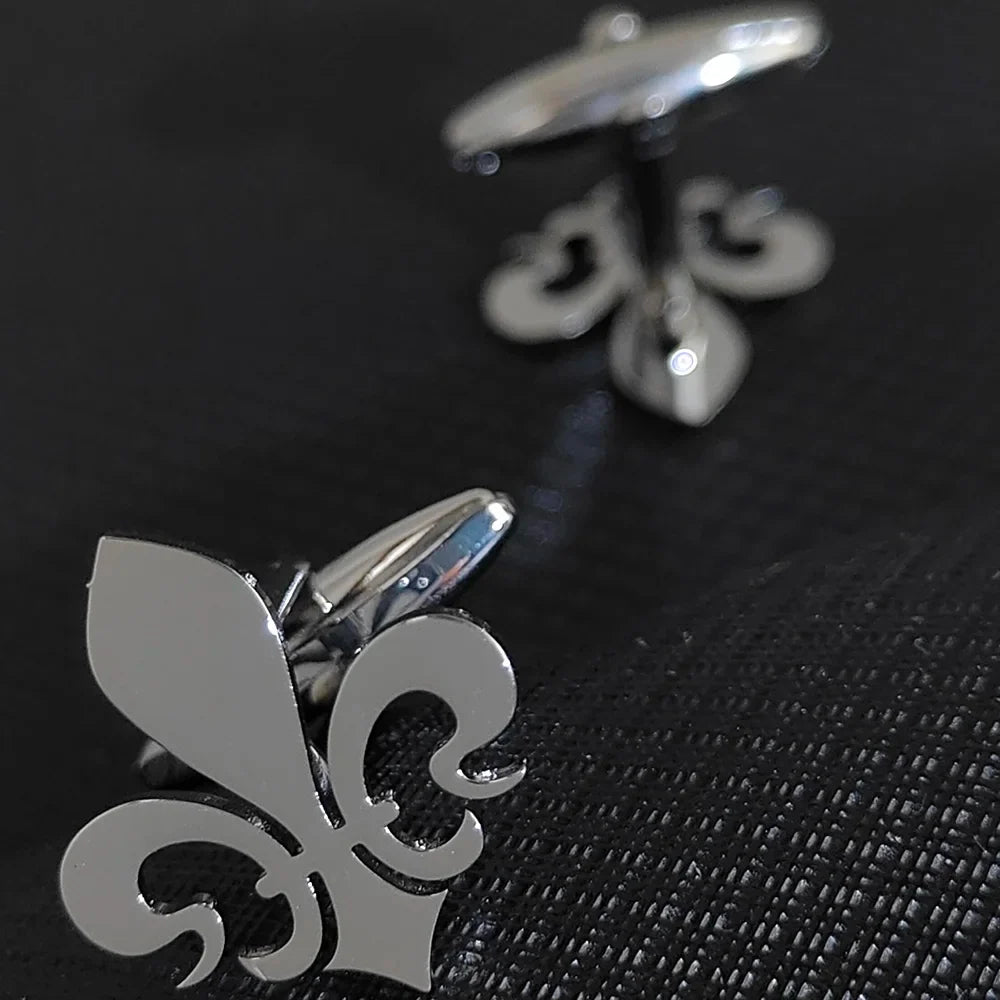 Fleur-de-Lis Manschettenknöpfe – 18K Vergoldeter Edelstahl Herrenschmuck