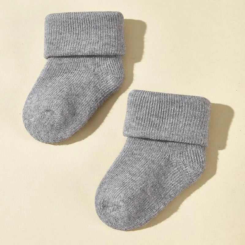 2 Paar Warme Baby Socken für Jungen & Mädchen – Weiche Herbst Winter Kuschelige Kinder Socken