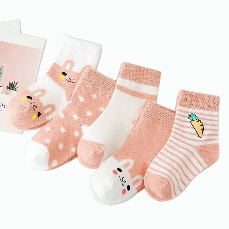 5 Paar Baby Baumwollsocken für Jungen & Mädchen (0–7 Jahre) – Weiche Farbtreue Tiermuster Neugeborenen & Kinder Socken