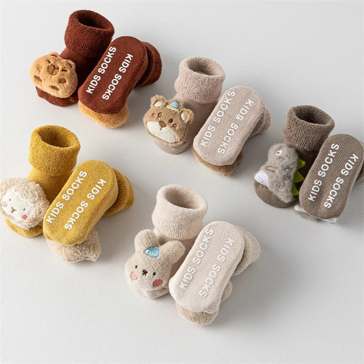 Baby Winter Bodensocken für Jungen & Mädchen (0–3 Jahre) – Baumwolle Rutschfeste Warme Dicke Cartoon Kleinkinder Socken