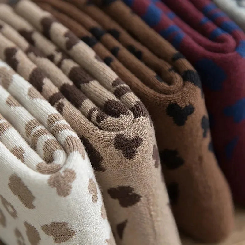 Damen Socken mit Leopardenmuster 1 Paar – Baumwollsocken im trendigen Animal-Look