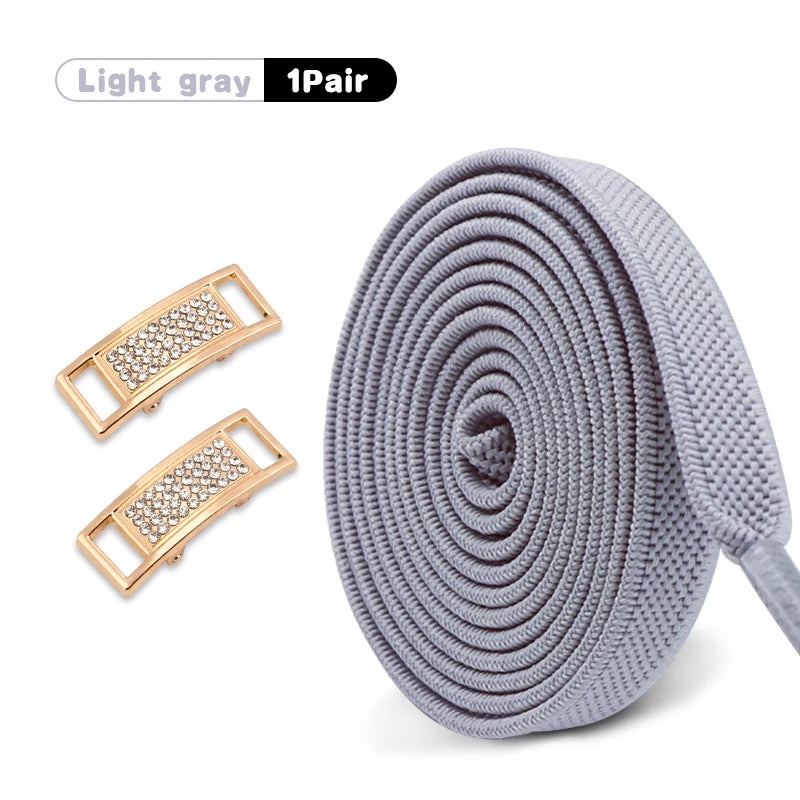 Elastische Schnürsenkel Ohne Binden mit Diamantverschluss – 0,8 cm Flache Sneaker Schnürsenkel für Kinder und Erwachsene (1 Paar)