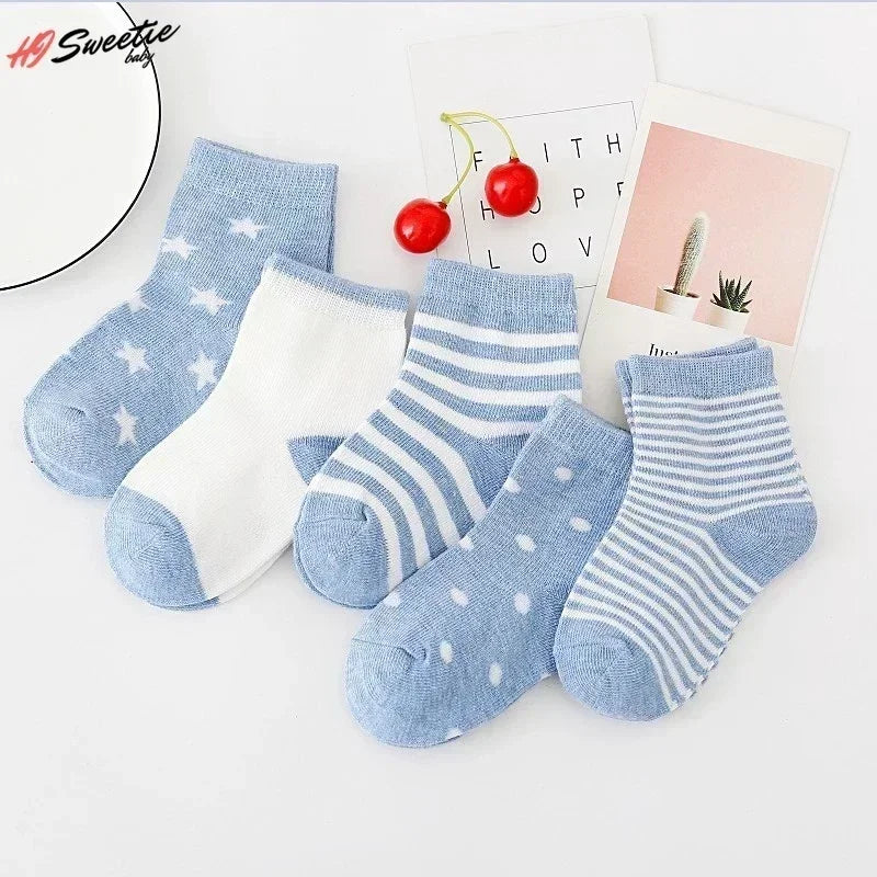 5 Paar Baby Baumwollsocken für Jungen & Mädchen (0–7 Jahre) – Weiche Farbtreue Tiermuster Neugeborenen & Kinder Socken