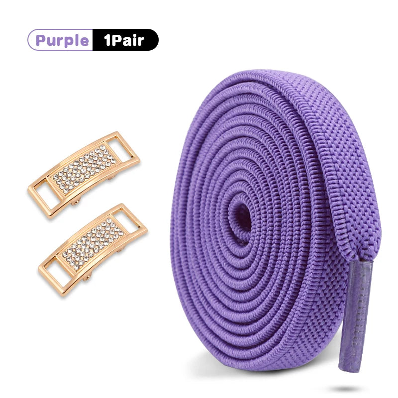 Elastische Schnürsenkel Ohne Binden mit Diamantverschluss – 0,8 cm Flache Sneaker Schnürsenkel für Kinder und Erwachsene (1 Paar)