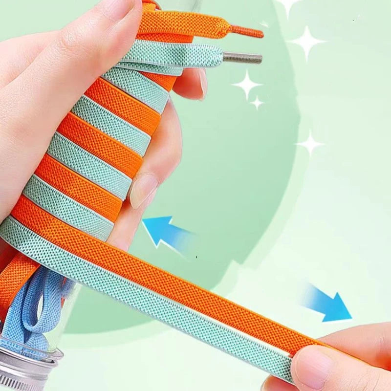 Elastische Schnürsenkel Ohne Binden – Press Lock Flache Sneaker Schnürsenkel für Kinder und Erwachsene