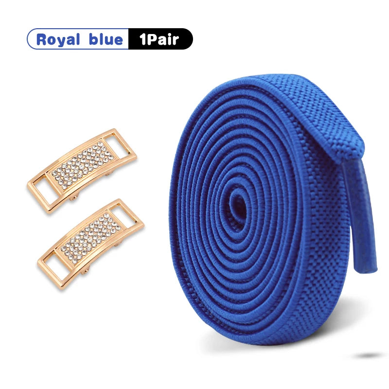 Elastische Schnürsenkel Ohne Binden mit Diamantverschluss – 0,8 cm Flache Sneaker Schnürsenkel für Kinder und Erwachsene (1 Paar)