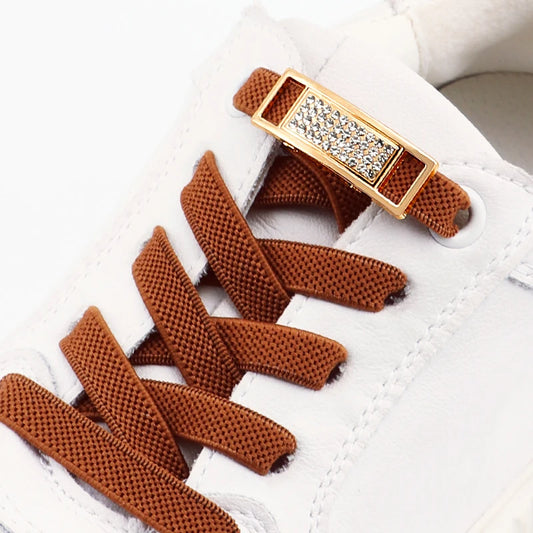 Elastische Schnürsenkel Ohne Binden mit Diamantverschluss – 0,8 cm Flache Sneaker Schnürsenkel für Kinder und Erwachsene (1 Paar)
