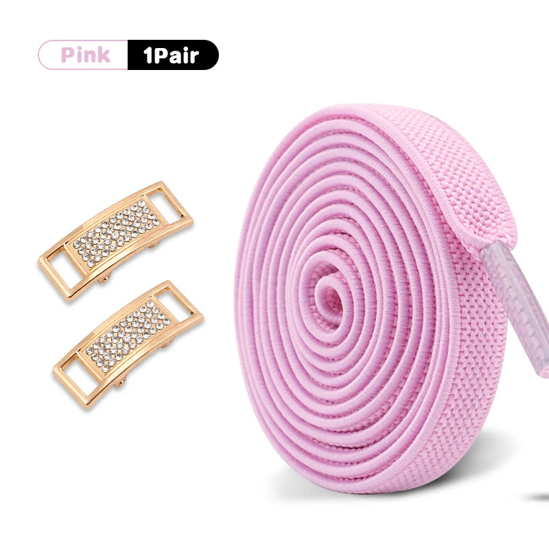 Elastische Schnürsenkel Ohne Binden mit Diamantverschluss – 0,8 cm Flache Sneaker Schnürsenkel für Kinder und Erwachsene (1 Paar)