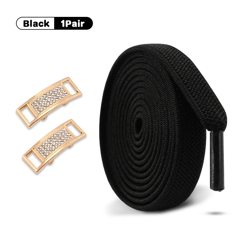 Elastische Schnürsenkel Ohne Binden mit Diamantverschluss – 0,8 cm Flache Sneaker Schnürsenkel für Kinder und Erwachsene (1 Paar)