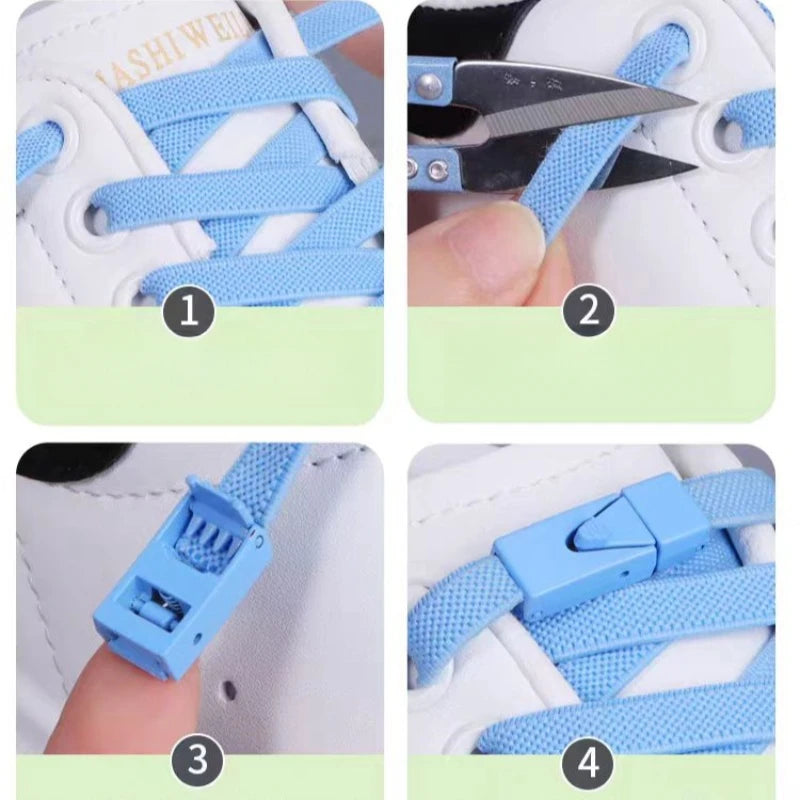 Elastische Schnürsenkel Ohne Binden – Press Lock Flache Sneaker Schnürsenkel für Kinder und Erwachsene