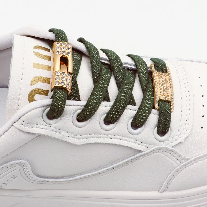 Goldene Diamant Schnürsenkel Ohne Binden – Elastische Flache Sneaker Schnürsenkel für Sportschuhe