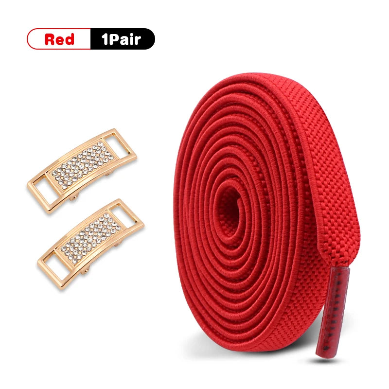 Elastische Schnürsenkel Ohne Binden mit Diamantverschluss – 0,8 cm Flache Sneaker Schnürsenkel für Kinder und Erwachsene (1 Paar)