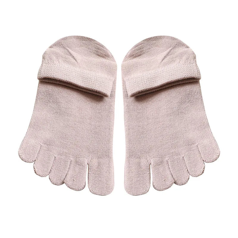Damen 5 Paar Low-Cut Fünf-Zehen Baumwollsocken – Einfarbige Split-Toe Knöchelsocken Schweißabsorbierend für 4 Jahreszeiten