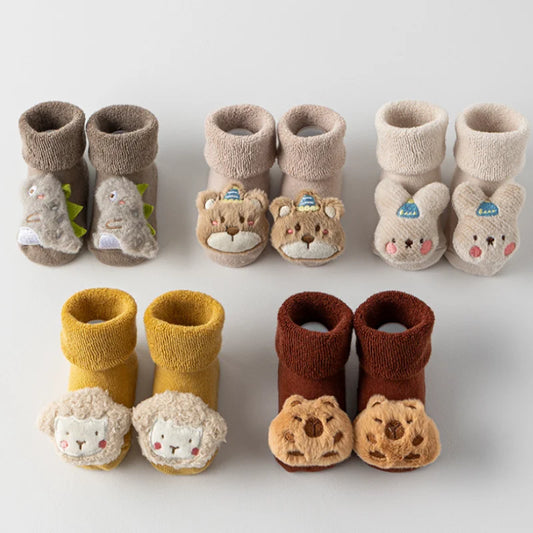 Baby Winter Bodensocken für Jungen & Mädchen (0–3 Jahre) – Baumwolle Rutschfeste Warme Dicke Cartoon Kleinkinder Socken