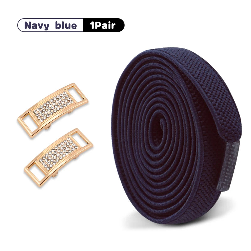 Elastische Schnürsenkel Ohne Binden mit Diamantverschluss – 0,8 cm Flache Sneaker Schnürsenkel für Kinder und Erwachsene (1 Paar)