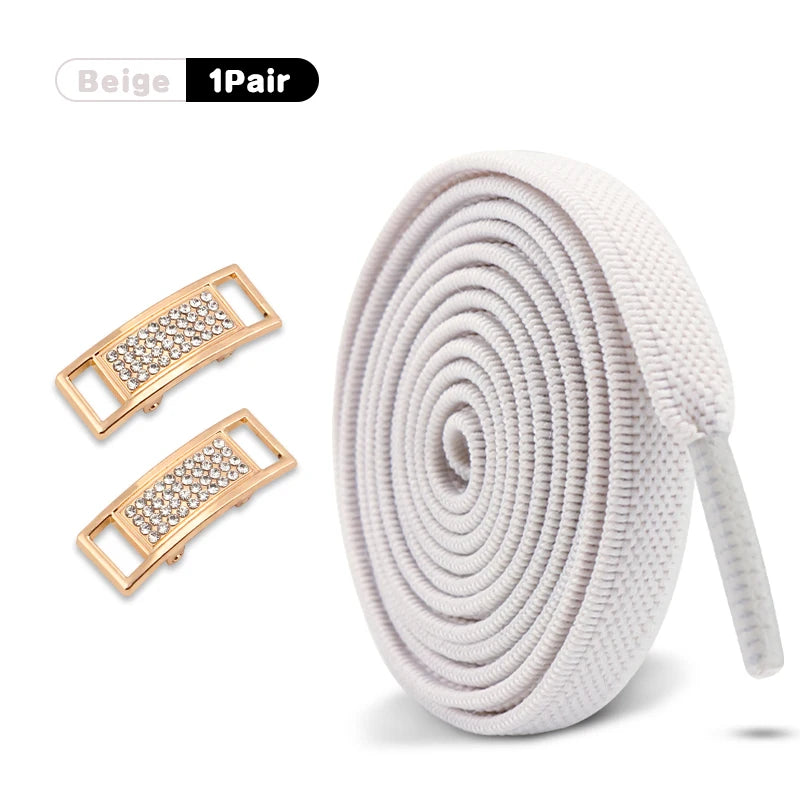 Elastische Schnürsenkel Ohne Binden mit Diamantverschluss – 0,8 cm Flache Sneaker Schnürsenkel für Kinder und Erwachsene (1 Paar)