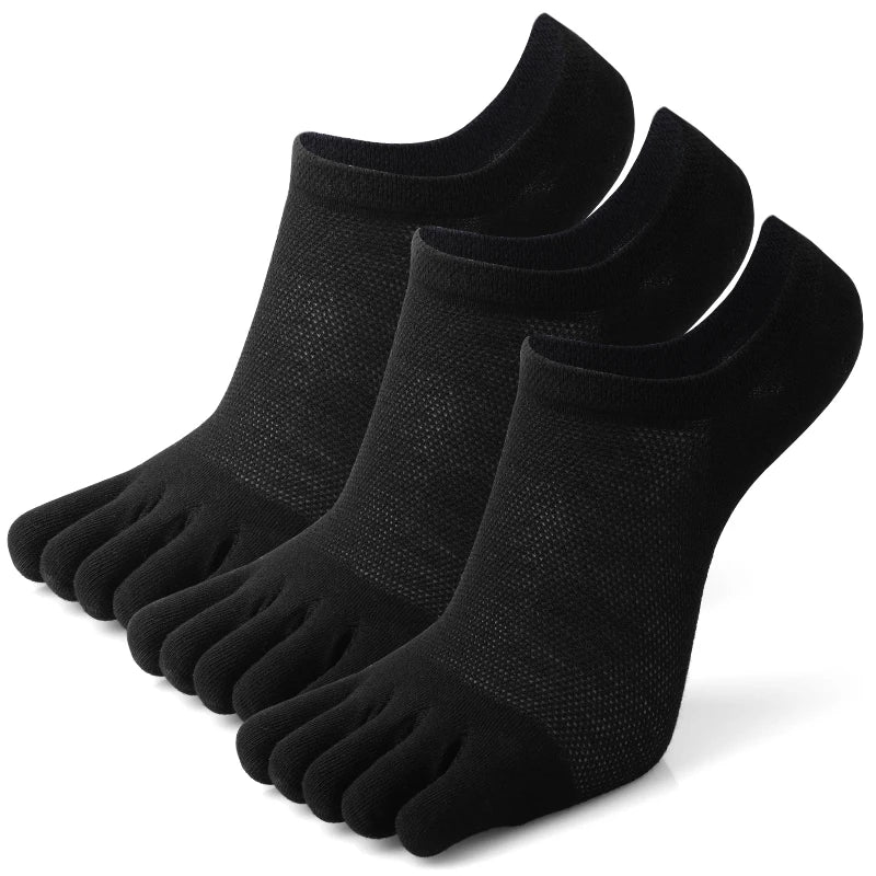 Herren 3 Paar Fünf-Zehen Sportsocken – Weiche Atmungsaktive Separate Zehen Low-Cut Sommerschuhe Socken