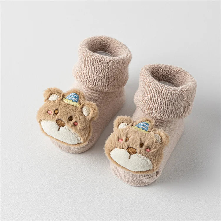 Baby Winter Bodensocken für Jungen & Mädchen (0–3 Jahre) – Baumwolle Rutschfeste Warme Dicke Cartoon Kleinkinder Socken