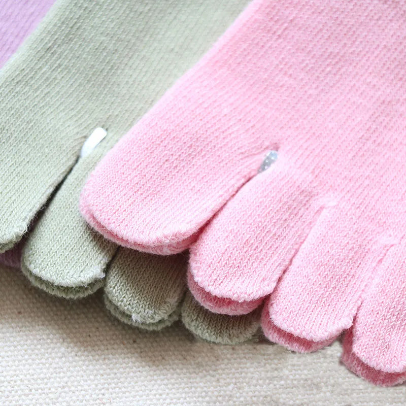 Damen 5 Paar Low-Cut Fünf-Zehen Baumwollsocken – Einfarbige Split-Toe Knöchelsocken Schweißabsorbierend für 4 Jahreszeiten