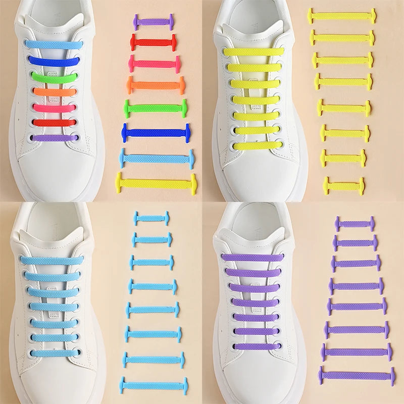 16 Stück Silikon Schnürsenkel Ohne Binden – Elastische Gummi Schnürsenkel in 12 Farben