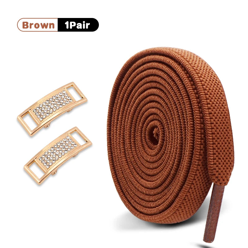 Elastische Schnürsenkel Ohne Binden mit Diamantverschluss – 0,8 cm Flache Sneaker Schnürsenkel für Kinder und Erwachsene (1 Paar)